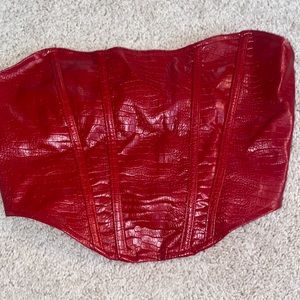 Red faux leather corset